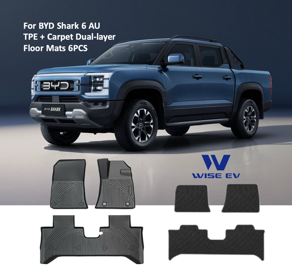 [SYD Ready Stock, Early Bird Price ends on 7 May] BYD Shark 6 Premium Dual-Layer All Weather TPE + Carpet Floor Mats 6PCS AU RHD