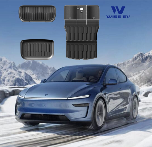 Tesla NEW Model Y 2025 TPE All-Weather Front and Rear Trunk Mats with Back Seat Cover - 3PCS Set