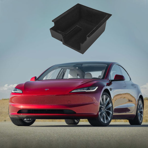 Tesla Armrest Organizer Tray - Flocked Version for Model 3 Highland and New Model Y 2025